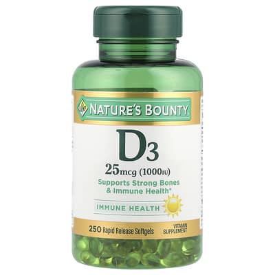 Vitamin D3, 25 mcg (1,000 IU), 250 Rapid Release Softgels