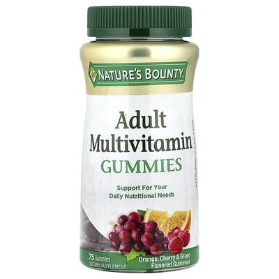 Adult Multivitamin Gummies, Orange, Cherry & Grape, 75 Gummies