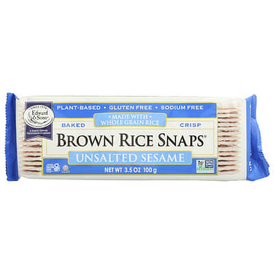 Brown Rice Snaps® несоленый кунжут, 3.5 oz (100 g)