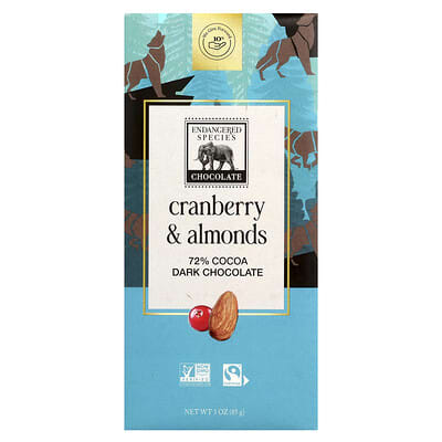 Cranberry & Almonds Dark Chocolate, 72% Cocoa, 3 oz (85 g)