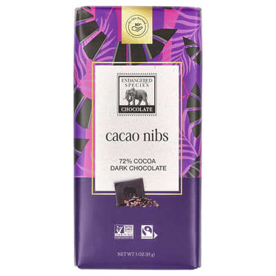 Cacao Nibs, Dark Chocolate, 72% Cocoa, 3 oz (85 g)