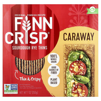 Ржаные хлебцы Finn Crisp Sourdough Rye Thins, Caraway, 7 oz (200 g)