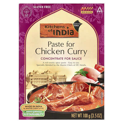 Paste For Chicken Curry, Concentrate For Sauce, Medium, 3.5 oz (100 g)