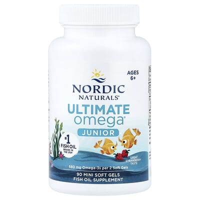 Ultimate Omega® Junior, для детей от 6 лет, клубника, 90 мини-капсул (340 mg на капсулу)