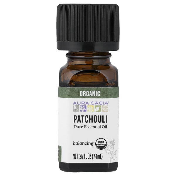 Pure Essential Oil, Organic Patchouli, 0.25 fl oz (7.4 ml)