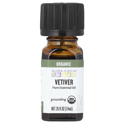 Pure Essential Oil, Organic Vetiver, 0.25 fl oz (7.4 ml)