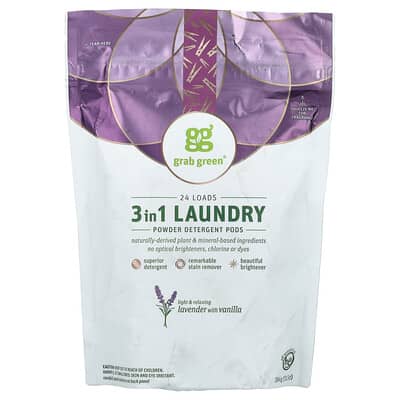 3 in 1 Laundry Powder Detergent Pods, Lavender with Vanilla, 24 Loads, 13.5 oz (384 g)