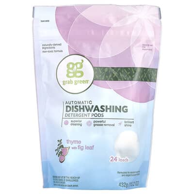 Automatic Dishwashing Detergent Pods, Thyme with Fig Leaf, 24 Loads, 15.2 oz (432 g)