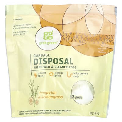 Garbage Disposal Freshener & Cleaner Pods, Tangerine with Lemongrass, 12 Pods, 5.9 oz (168 g)