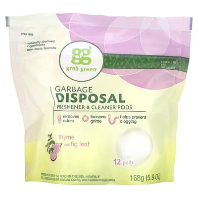 Garbage Disposal Freshener & Cleaner Pods, Thyme with Fig Leaf, 12 Pods, 5.9 oz (168 g)