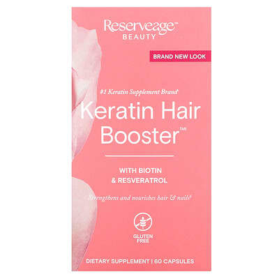 Keratin Hair Booster™ with Biotin & Resveratrol, 60 Capsules