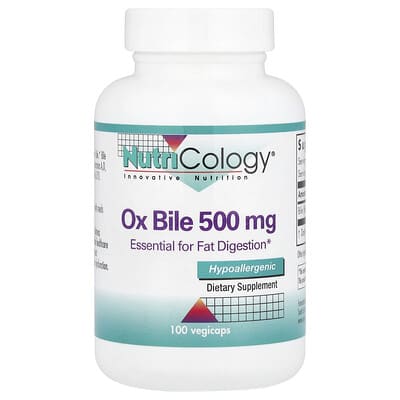 Nutricology Желчь бычья, 500 mg, 100 вегетарианских капсул