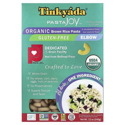 Органическая паста из бурого риса Tinkyada, Elbow, 12 oz (340 g)