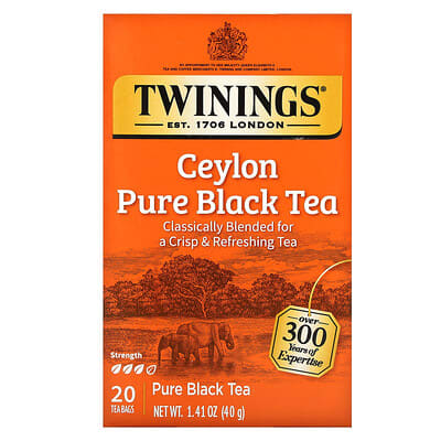 черный чай Pure Black Tea, Ceylon, 20 чайных пакетиков, 1.41 oz (40 g)