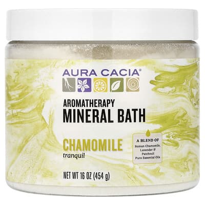 Aura Cacia минеральная ванна для ароматерапии, успокаивающая ромашка, 16 oz (454 g)