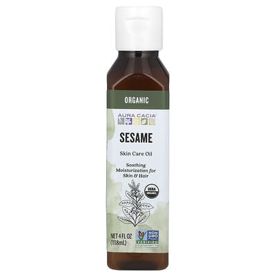 Organic Skin Care Oil, Sesame, 4 fl oz (118  ml)