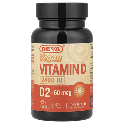 Веганский витамин D2, 60 mcg (2,400 IU), 90 таблеток