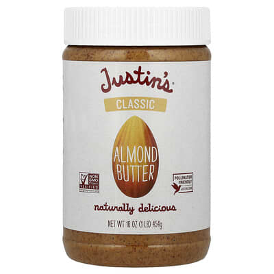 Классическая миндальная паста Justin's Nut Butter, 16 oz (454 g)