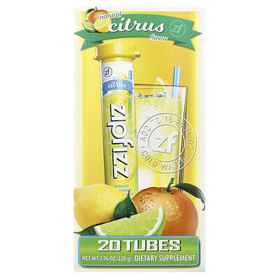 Растворимый энергетический напиток Zipfizz Citrus, 20 Tubes, 0.39 oz (11 g) Each