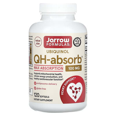 Jarrow Formulas Ubiquinol, QH-Absorb®, максимальное усвоение, 100 mg, 120 мягких капсул
