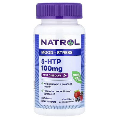 Natrol 5-HTP, быстрорастворимые, Mixed Berry, 100 mg, 30 таблеток