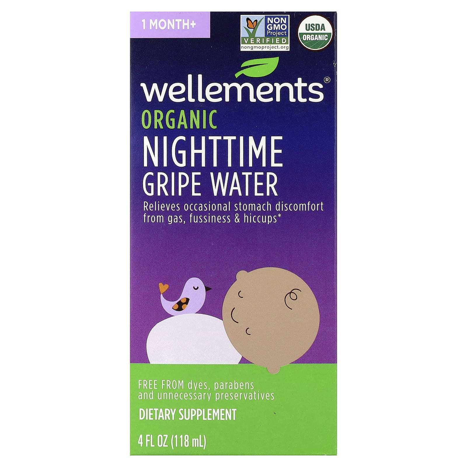Organic Nighttime Gripe Water, 1 Month+, 4 fl oz (118 ml)