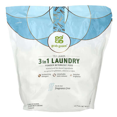 3-in-1 капсулы для стирки, без отдушек, 132 шт, 69 oz (4.36 lb)