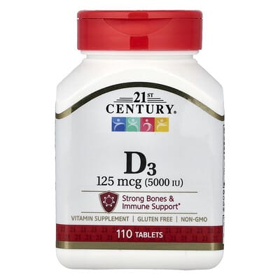 Витамин D3, 125 mcg (5,000 IU), 110 Tablets