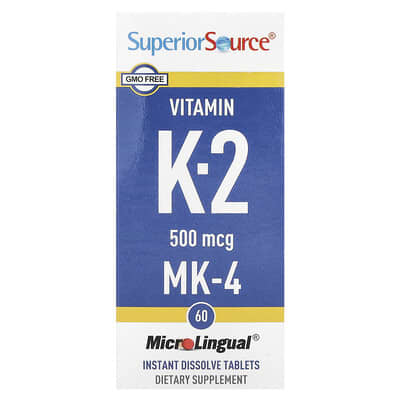 Vitamin K-2, 500 mcg, 60 MicroLingual Instant Dissolve Tablets