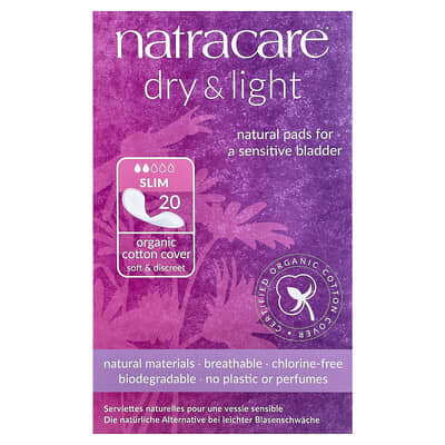 Прокладки Natracare Dry & Light Organic Cotton Cover, Slim, 20 шт