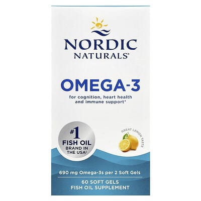 Omega-3, Lemon, 60 Soft Gels (345 mg per Soft Gel)