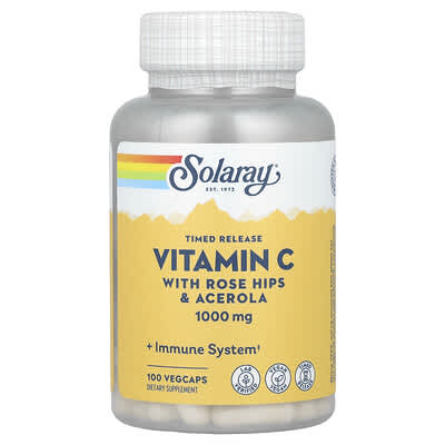 Timed Release Vitamin C with Rose Hips & Acerola, 1,000 mg, 100 VegCaps