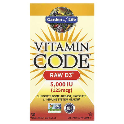 Vitamin Code®, RAW D3™, 125 mcg (5,000 IU), 60 вегетарианских капсул