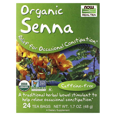 Real Tea, Organic Senna Tea, Caffeine Free, 24 Tea Bags, 1.7 oz (48 g)