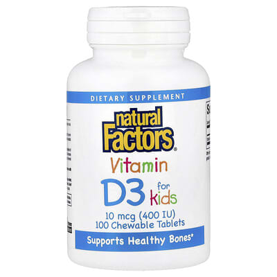 Vitamin D3 for Kids, Strawberry, 10 mcg (400 IU), 100 Chewable Tablets