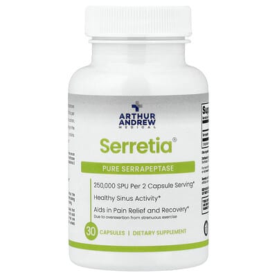 Serretia®, Pure Serrapeptase, 30 Capsules (125,000 SPU per Capsule)