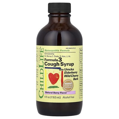 Formula 3 Cough Syrup, Alcohol Free, Natural Berry, 4 fl oz (118.5 ml)