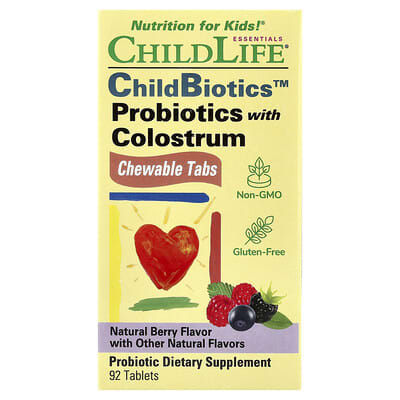 ChildBiotics™, Probiotics with Colostrum, Chewable Tabs, Natural Berry, 92 Tablets