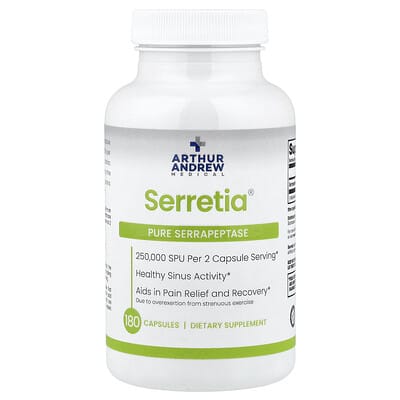 Serretia®, Pure Serrapeptase, 180 Capsules (125,000 SPU per Capsule)