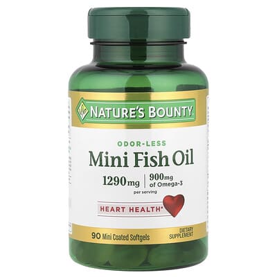 Mini Fish Oil, Odor-Less, 90 Mini Coated Softgels (645 mg per Softgel)