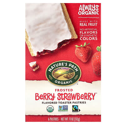 Organic Toaster Pastries, Frosted Berry Strawberry, 6 Pastries, 11 oz (312 g)