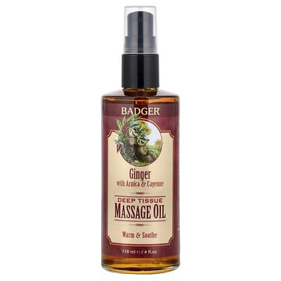 Deep Tissue Massage Oil, Ginger with Arnica & Cayenne, 4 fl oz (118 ml)