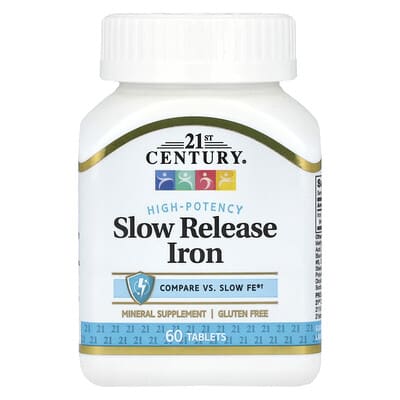 Slow Release Iron, High Potency, 45 mg , 60 Tablets