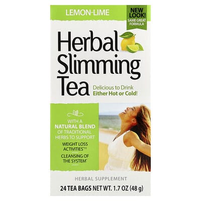 Herbal Slimming Tea, Lemon-Lime, Caffeine Free, 24 Tea Bags, 1.7 oz (48 g)