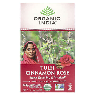 Tulsi Cinnamon Rose Tea, Caffeine-Free, 18 Infusion Bags, 1.14 oz (32.4 g)