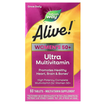 Alive!® Мужской 50+ ультра мультивитамины, 60 таблеток