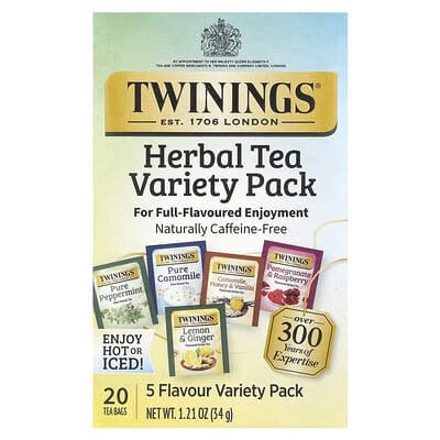 Herbal Tea Variety Pack, Caffeine Free, 20 Tea Bags, 1.21 oz (34 g)