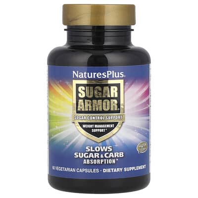 NaturesPlus Sugar Armor®, поддержка контроля сахара, 60 вегетарианских капсул