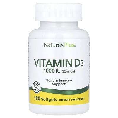 Vitamin D3, 25 mcg (1,000 IU), 180 Softgels
