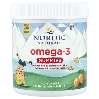 Omega-3 Gummies, Ages 3+, Tangerine, 120 Gummies